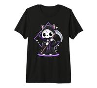 Kawaii Grim Reaper Gatto Teschio Pastello Goth Chibi Animale Maglietta Premium