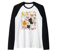 Kawaii Halloween Candy Carino Gatto Zucca Costume Maglia con Maniche Raglan