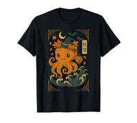 Kawaii Halloween Yokai Polpo Zucca Strega Maglietta