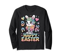 Kawaii Happy Easter Bunny Pastello sfumato Carino Coniglio Design Maglia a Manica