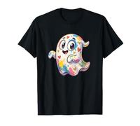 Kawaii Happy Rainbow Ghost con Cuori Colorati Halloween Maglietta