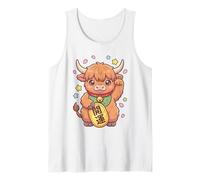 Kawaii Highland Mucca Maneki Neko Fortune Giapponese Fattoria Canotta