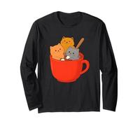Kawaii Hot Chocolate Cat Cozy Pastel Cafe Aesthetic Maglia a Manica