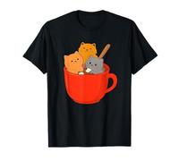 Kawaii Hot Chocolate Cat Cozy Pastel Cafe Aesthetic Maglietta