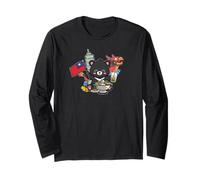 Kawaii Hot Pot Boba Bear Taiwan Flag Travel Maglia a Manica