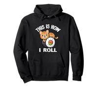 Kawaii How I Roll Sushi Orange Tabby Cat Lover Felpa con Cappuccio