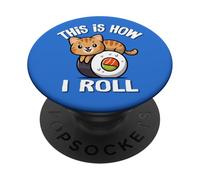 Kawaii How I Roll Sushi Orange Tabby Cat Lover PopSockets PopGrip Adesivo