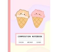 Kawaii Ice Cream Cat Composition Notebook: Cute Pastel Cone Kitties on Lavender | Wide Ruled | 7.5" x 9.25" | 120 Pages for School, Journaling, or Gift Giving