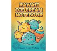 Kawaii Ice Cream Notebook - Cute Lined Journal with Dated Pages: Adorable black-and-white lined notebook with a date on every page for journaling, planning, and daily writing
