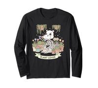 Kawaii Ippopotamo Scheletro Amante delle Piante - Custode del Giardino Maglia a Manica