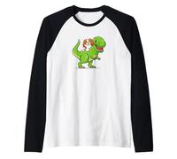 Kawaii Kids Boys Dino Dinosaur Cavalier King Charles Spaniel Maglia con Maniche Raglan