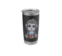 Kawaii Kids Drinking Boba Tea Bubble Tea Wild Gorilla Lover Bicchiere termico in acciaio inox doppia parete