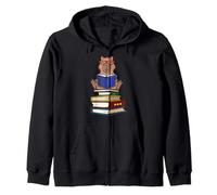 Kawaii Kids Nerdy Red Glasses Reading Book Lover Capybara Felpa con Cappuccio