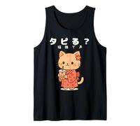 Kawaii Kimono Cat Bubble Tea Carino Giapponese Anime Boba Lovers Canotta