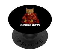 Kawaii Kimono Gatto Giapponese Carino Floreale Stile Anime PopSockets PopGrip Adesivo