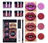 Kawaii Kisses Glitter Lip Kit, Harajuku Candy, Shiny Diamond and Metallic Lip Glitter Makeup Lipstick Lip Gloss Glitter Lipstick, Waterproof Smudge Proof (A)