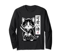 Kawaii Kitten Samurai Cat - Cute Baby Neko Maglia a Manica