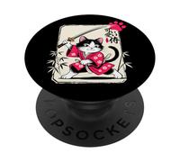 Kawaii Kitten Samurai Cat - Gatto Chibi PopSockets PopGrip Adesivo