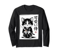 Kawaii Kitten Samurai Cat - Giapponese Baby Neko Maglia a Manica
