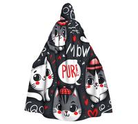 Kawaii-Kittens-Cats Adult Witch - Mantello con cappuccio per costume di Halloween