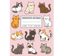 Kawaii Kitties: Cute Cat Composition Notebook, College Ruled, 110 Pages: Adorable Kitty Pattern Journal for Teen Girls, College Students & Cat Lovers, 7.5×9.25 Lined Pages, Pastel Pink Cover
