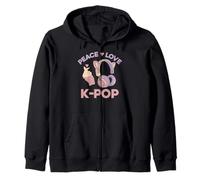 Kawaii KPOP Peace Love K-Pop Heart K Pop Girl Felpa con Cappuccio