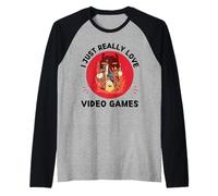 Kawaii Llama I Just Really Love Videogiochi Amante Maglia con Maniche Raglan