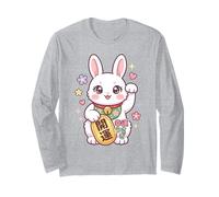 Kawaii Lucky Rabbit Maneki Neko Parodia Coniglietto Giapponese Maglia a Manica