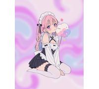 Kawaii Maid Anime Graph Notebook: Cute Graph Rules Math Journal with Date Field - 90 Pages. Large 8.5×11, Aesthetic Pink Anime Maid Illustrations for School & Study