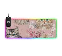 Kawaii Maine Coon Cats Oro Rosa Wirel Charging Glowing Desk pad per tastiera e mouse Cool Home Office 39,9 x 40,6 pollici Mouse pad per laptop