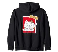 Kawaii Maneki-Neko Anime Cat Japanese Good Luck Feng Shui Felpa con Cappuccio