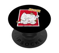 Kawaii Maneki-Neko Anime Cat Japanese Good Luck Feng Shui PopSockets PopGrip Adesivo