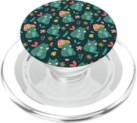 Kawaii Mushroom Frog With Toadstool Cute Floral Fall Pattern PopSockets PopGrip per MagSafe