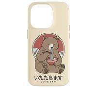 Kawaii Orso Giapponese Mangiare Ramen Noodles Itadakimasu Anime Custodia per iPhone 14 Pro