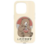 Kawaii Orso Giapponese Mangiare Ramen Noodles Itadakimasu Anime Custodia per iPhone 15 Pro