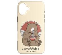 Kawaii Orso Giapponese Mangiare Ramen Noodles Itadakimasu Anime Custodia per iPhone 16 Plus