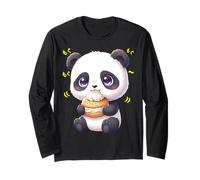 Kawaii Panda Bamboo Bear Munching Felicemente Maglia a Manica