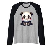 Kawaii Panda Bear Cute Cartoon Animal Design per Bambini Maglia con Maniche Raglan