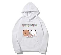 Kawaii Panda Bear Hug Bubu And Dudu Happy Birthday My Love San Valentino Divertente regalo unisex Pullover con cappuccio, bianco, M
