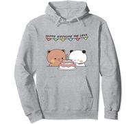 Kawaii Panda Bear Hug Bubu And Dudu Happy Birthday My Love San Valentino Divertente regalo unisex Pullover con cappuccio, Grigio, M