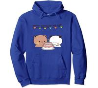 Kawaii Panda Bear Hug Bubu And Dudu Happy Birthday My Love San Valentino Divertente regalo unisex Pullover con cappuccio, Blu, M