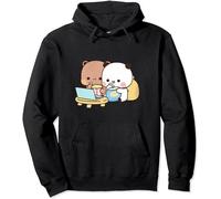 Kawaii Panda Bear Hug Bubu And Dudu Love Is Being Cinema Pogether San Valentino Divertente Regalo Unisex Pullover Felpa con Cappuccio, Nero , XXL