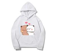 Kawaii Panda Bear Hug Bubu and Dudu San Valentino divertente regalo unisex pullover con cappuccio, bianco, M