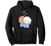 Kawaii Panda Bear Hug Bubu Dudu Love Play together San Valentino divertente regalo unisex pullover con cappuccio, Nero , S