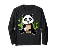 Kawaii Panda Orso Panda con Bubble Tea e bambù Regalo Maglia a Manica