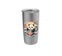 Kawaii Panda Ramen Ocean Waves Bowl Giapponese Alba Bicchiere termico in acciaio inox doppia parete