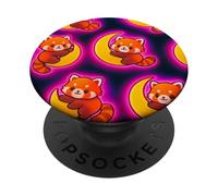 Kawaii Panda Rosso Abbracciare Crescent Moon Pattern PopSockets PopGrip Adesivo
