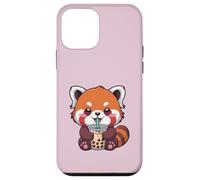 Kawaii Panda Rosso Bere Bubble Tea Custodia per iPhone 12 mini