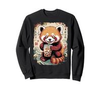 Kawaii Panda Rosso Boba Anime Giapponese Estetica Ragazze Adolescenti Felpa