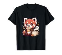 Kawaii Panda Rosso con Pasticceria e Tazza Maglietta